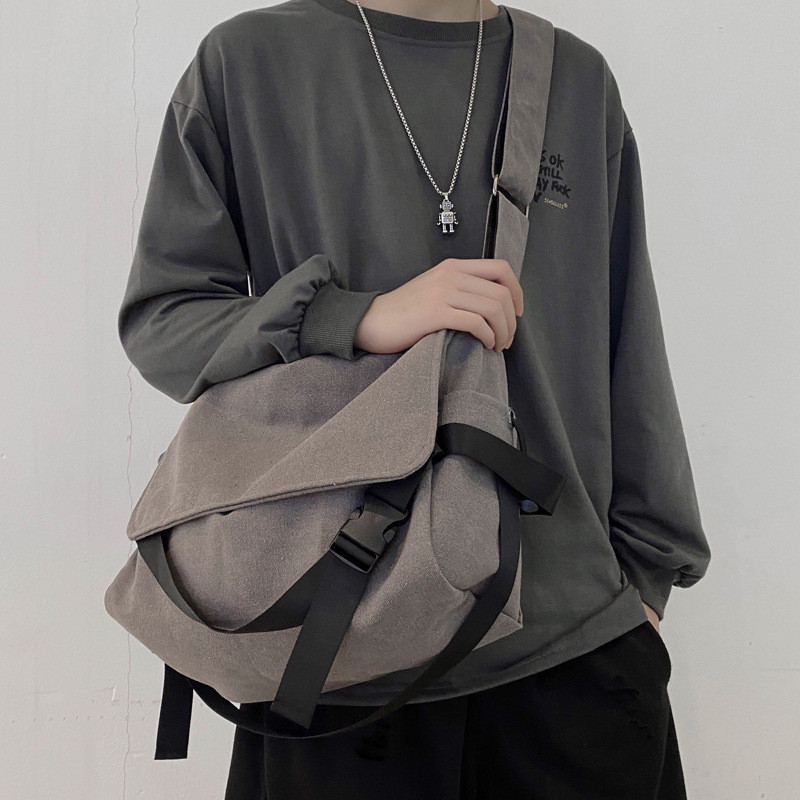 กระเป๋าสะพายข้างผู้ชาย tote bag ผู้ชาย ความจุสูง กระเป๋าสะพายข้างใบใหญ่ กระเป๋าสะพายข้างใบใหญ่
