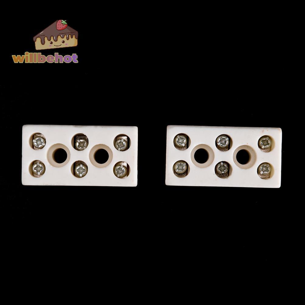 [Willbehot-t] ใหม่ 2 ชิ้น 8 หลุม 2W8H เทอร์มินัลเซรามิกทนอุณหภูมิสูงบล็อก 15A 250V [ใหม่]