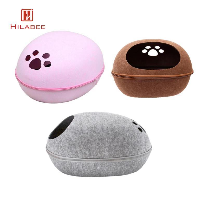 [hilabee] Felt Cat Bed Cave Pet Sleeping Bed บ้านแมวสําหรับแมวในร่ม Kitty Puppy