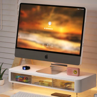 ชั้นวางของคอมพิวเตอร์ Office Station Desktop ลิ้นชักกล่องเก็บโต๊ะ Countertop Display ชั้นวางของจอ