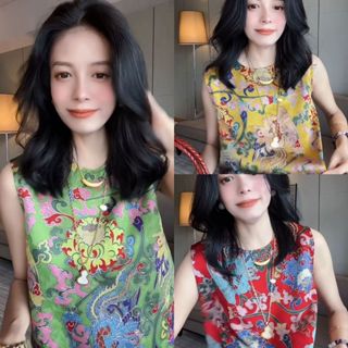 เสื้อกั๊กสไตล์จีนใหม่ พิมพ์ลายประณีต แฟชั่นสำหรับไซส์ใหญ่