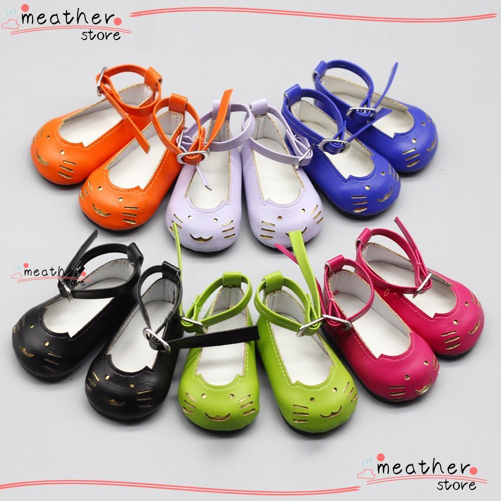 MEATHERSTORE รองเท้าตุ๊กตาเด็ก, ทําด้วยมือการ์ตูนรองเท้าหนัง PU,แฟชั่นน่ารัก PU ตุ๊กตาหนังคอสเพลย์อุ