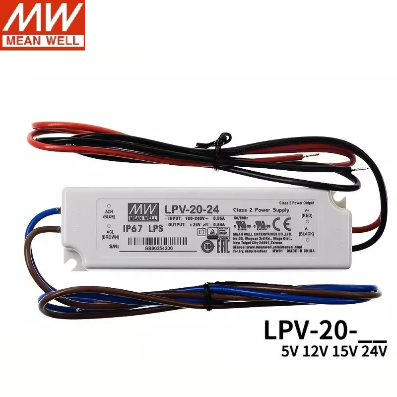 MEAN WELL LPV-20 LPV-20-5 LPV-20-12 LPV-20-15 LPV-20-24 20W เอาต์พุตเดี่ยว Switching Power Supply LP