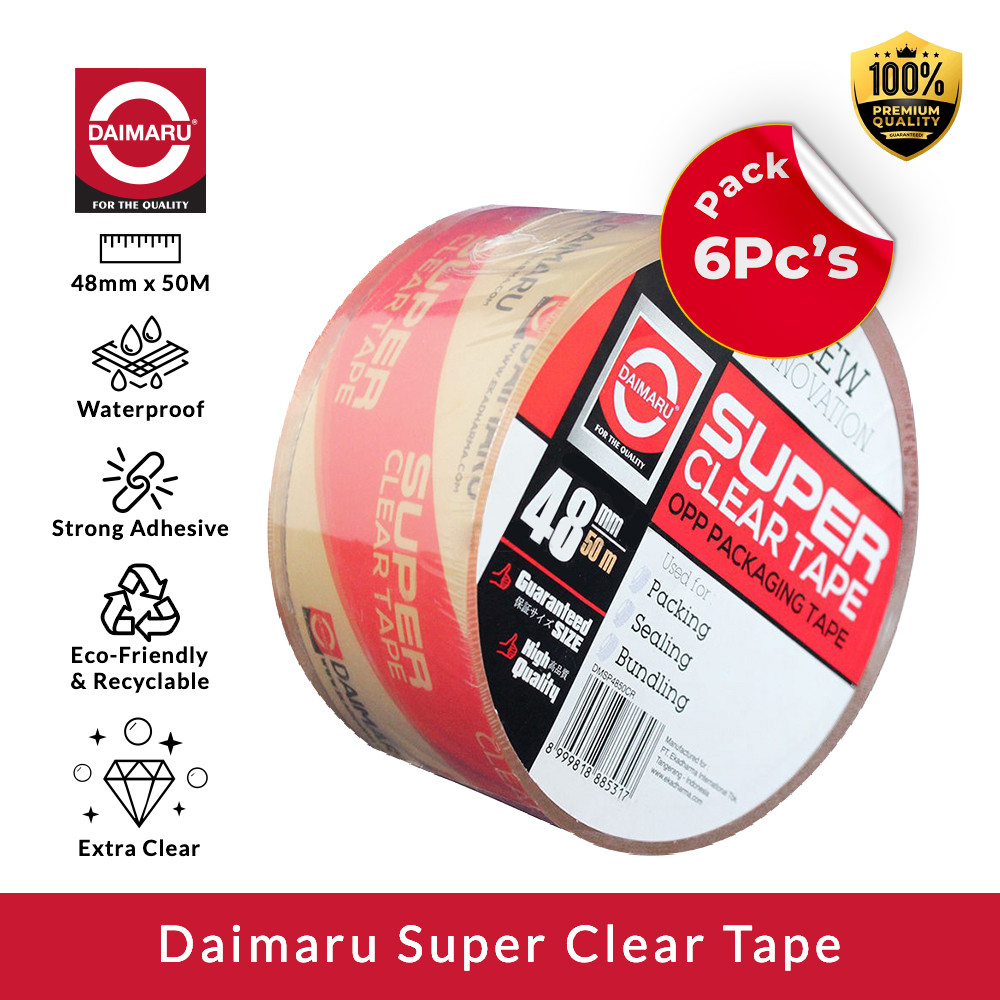 Daimaru OPP Super Clear Tape 48mm x 50M คุณภาพดีที่สุด Waterbase ปลอดสารพิษเป็นมิตรกับสิ่งแวดล้อมและ