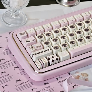 แมวสยามสีชมพู130คีย์หัวแมวพีบีทีปุ่มกดเอ็มเซาโปรไฟล์5-ด้านย้…