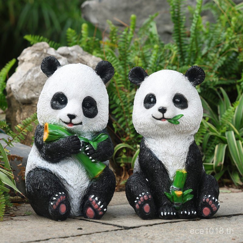 จําลองสนามหญ้าภูมิทัศน์งานฝีมือเรซินกลางแจ้งประติมากรรมเครื่องประดับสัตว์แพนด้าสวนลานตกแต่งสวน 2EGT