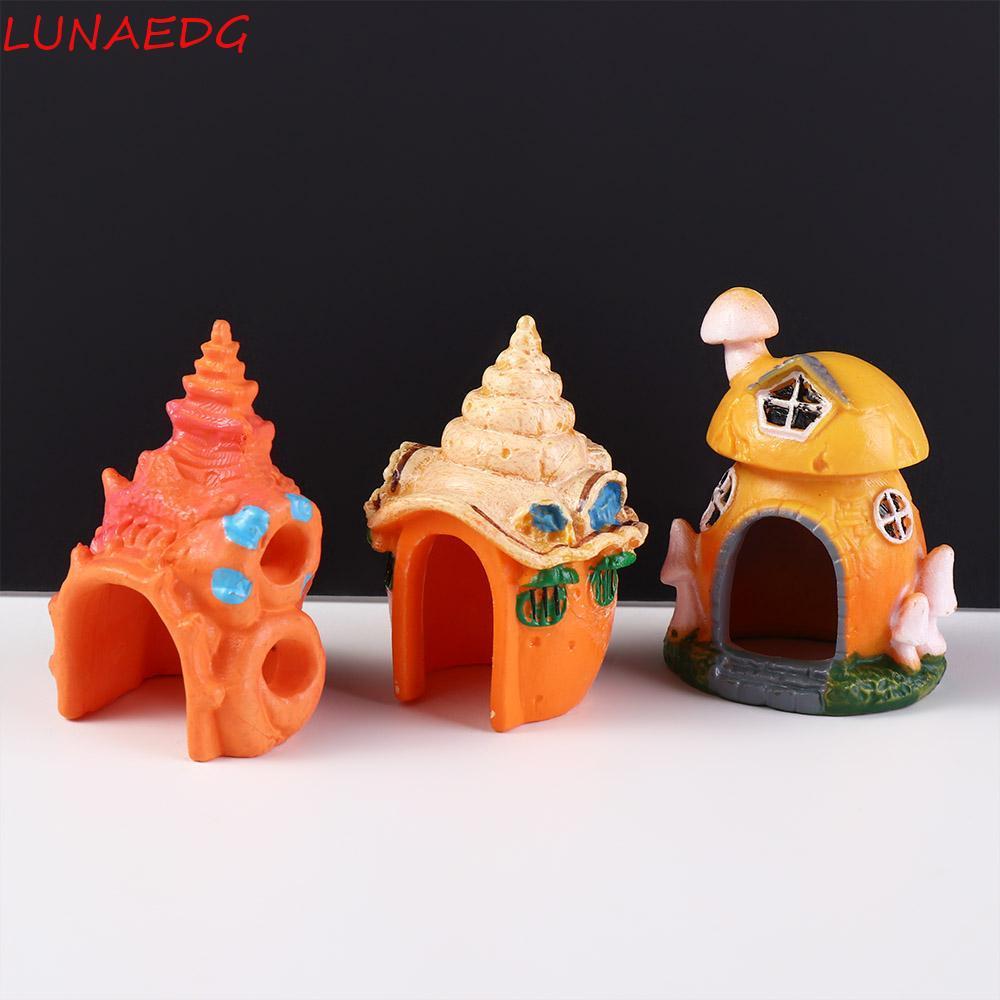 LUNAEDGE เห็ด Conch House, จําลองตกแต่งกุ้งปลา Hiding Shelter, Creative Mini PVC Conch เครื่องประดับ