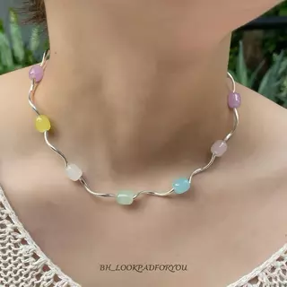 สร้อยคอลูกปัด หิน สร้อยคอวินเทจ ใส่เที่ยว ทะเล คาเฟ่ น่ารักๆ (พร้อมส่ง)