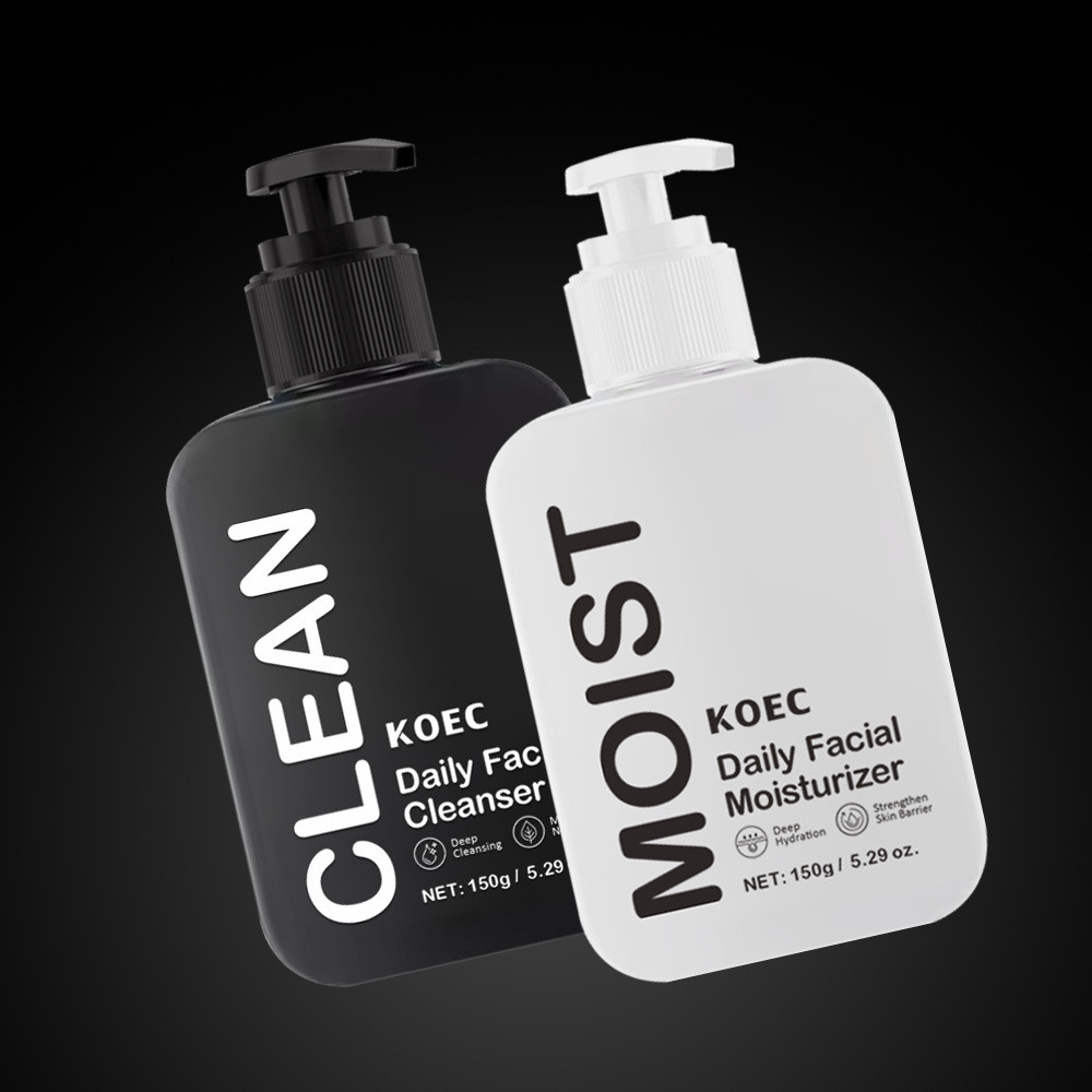 KOEC Mens Facial Skin Care Set คลีนซิ่ง เฟเชียล คลีนเซอร์ มอยส์เจอร์ไรซิ่ง เฟเชียล ครีม ชุดสองชิ้น 1