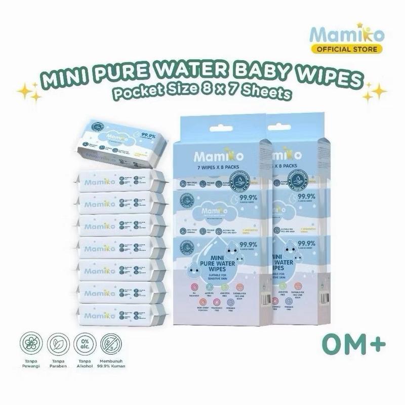 [PB] Mamiko MINI Pure Water Baby Wipes 8 x 7s - Small Baby Wet Wipes Pocket Pure Water Traveling Hom