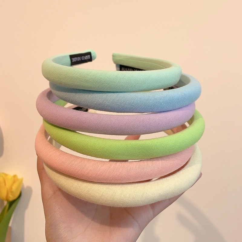 GBV ที่คาดผมโฟมผ้าผู้หญิงเกาหลีที่คาดผมเมฆธรรมดาสีพาสเทลนุ่มผ้าพันคอยางรัดผมเกาหลี