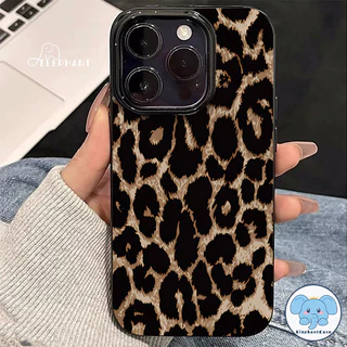 เคสไอโฟน16 สำหรับ IPhone 17 AIR 15 13 16 11 12 14 Pro Max XR XS X Max 15 14 7 8 Plus เคสพื้นผิวมันวาวลายเสือดาววินเทจ