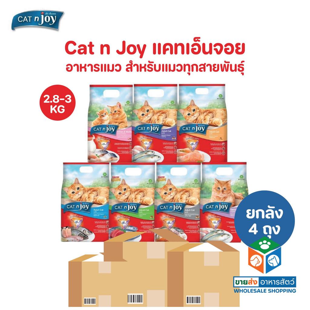 [ยกลัง 4 ถุง] CAT n joy แคทเอ็นจอย อาหารเม็ดสำหรับแมวทุกสายพันธุ์ ครบสูตร ขนาด 2.8-3 กิโลกรัม