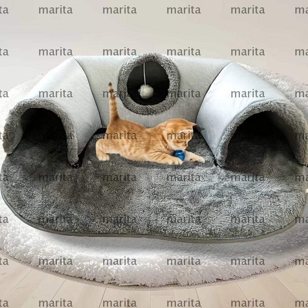 เตียงอุโมงค์แมว MARITA ฐานกันลื่นรูปตัวยูรังแมวที่อบอุ่นป้องกันสกปรกที่ถอดออกได้ล้างทําความสะอาดได้บ้านแมวอุปกรณ์สัตว์เลี้ยง