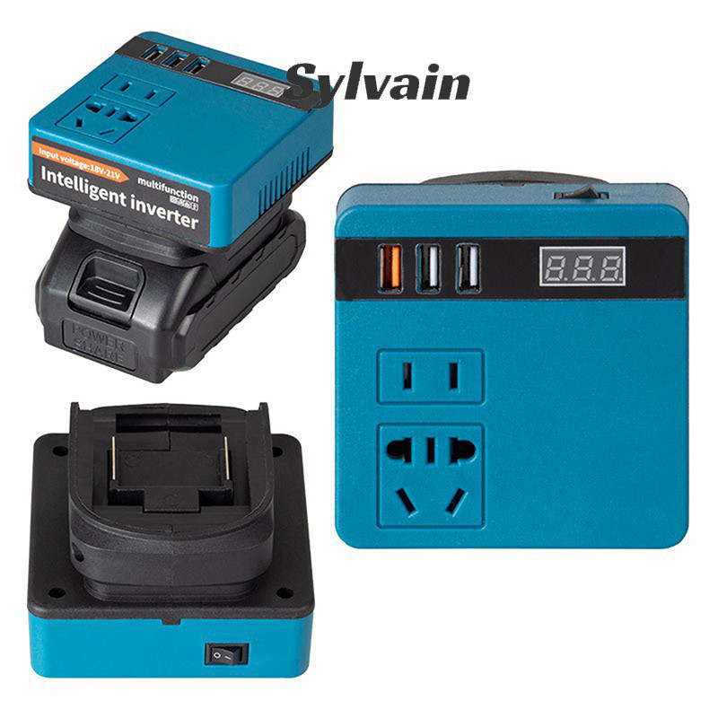 Cordless 120W แบบพกพา Mini Power Inverter 3 พอร์ต USB DC 18V To DC 220V Converter สําหรับ MT 18V แบต
