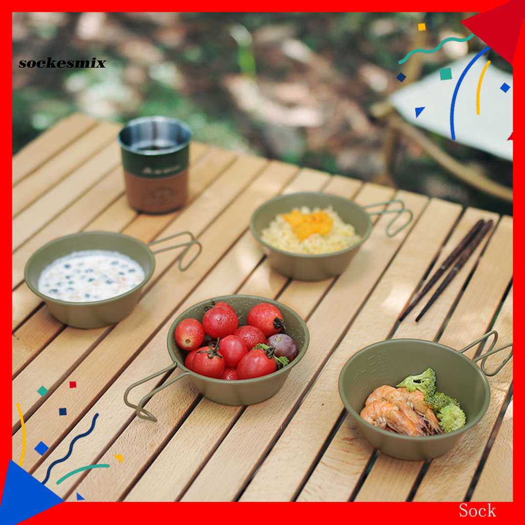 SX Camping Bowl เครื่องครัว Camping Sierra Bowl สแตนเลสแบบพกพา Camping Sierra ถ้วยพร้อมที่จับ Bpa ฟร