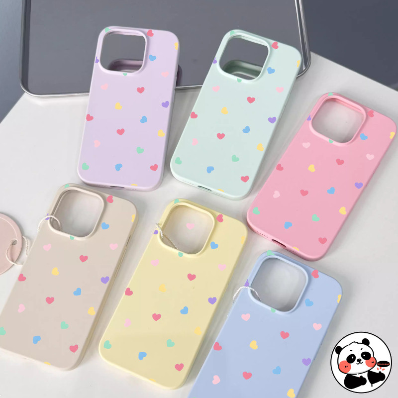 น่ารัก Hearts Macaron สีเคสโทรศัพท์สําหรับ iQOO Z10 Z9 Turbo Pro Turbo + Endurance Z9x Z8 Z8x Z7i Z5x Z3 หรูหราการ์ตูน Matte กันกระแทก Soft Candy ปลอก