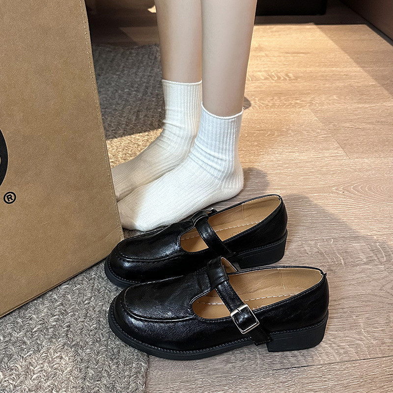 รองเท้าแมรี่เจนวินเทจผู้หญิง รองเท้าหนังลำลอง สวมใส่สบาย สไตล์พรีปปี้ ไซส์ 35-40 - รูปที่ 7