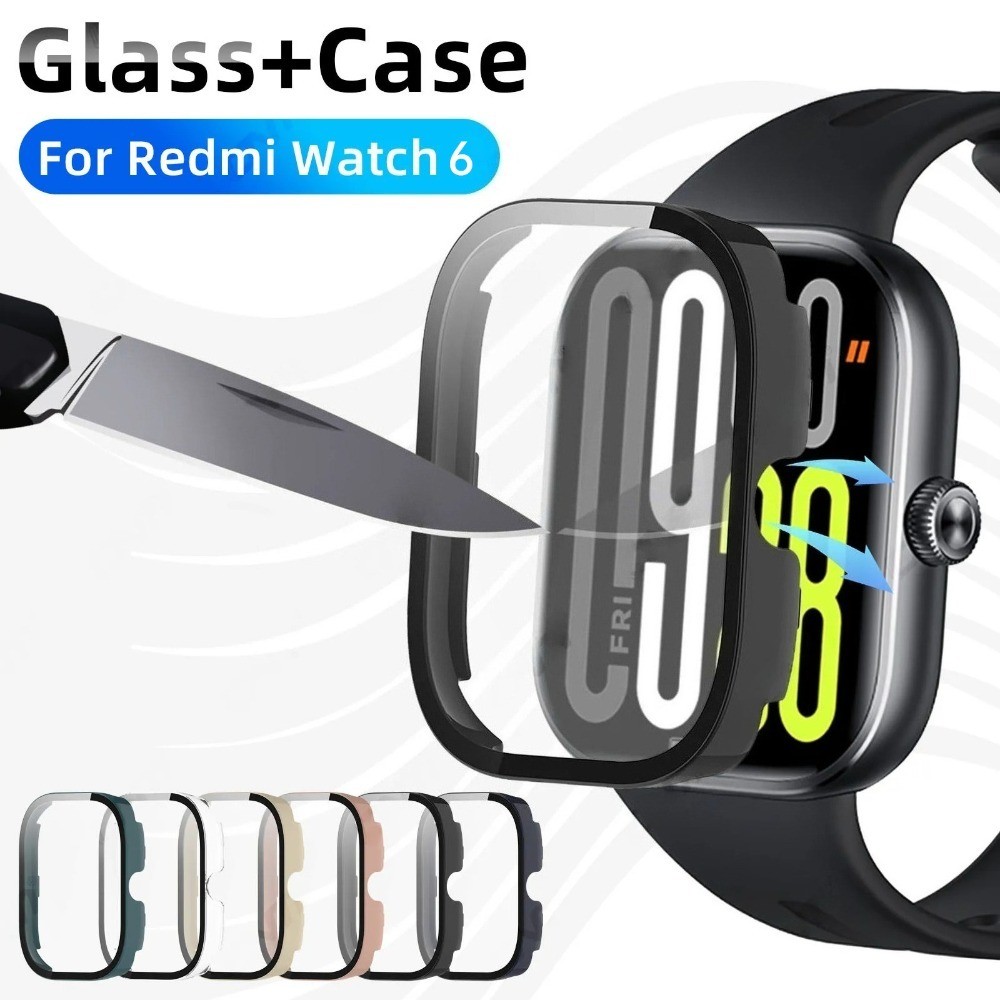 แก้ว + กรณีสําหรับ Xiaomi Redmi Watch 6 กระจกนิรภัยป้องกันหน้าจอ & Hard PC ป้องกันสําหรับ Redmi Watch5 อุปกรณ์เสริม