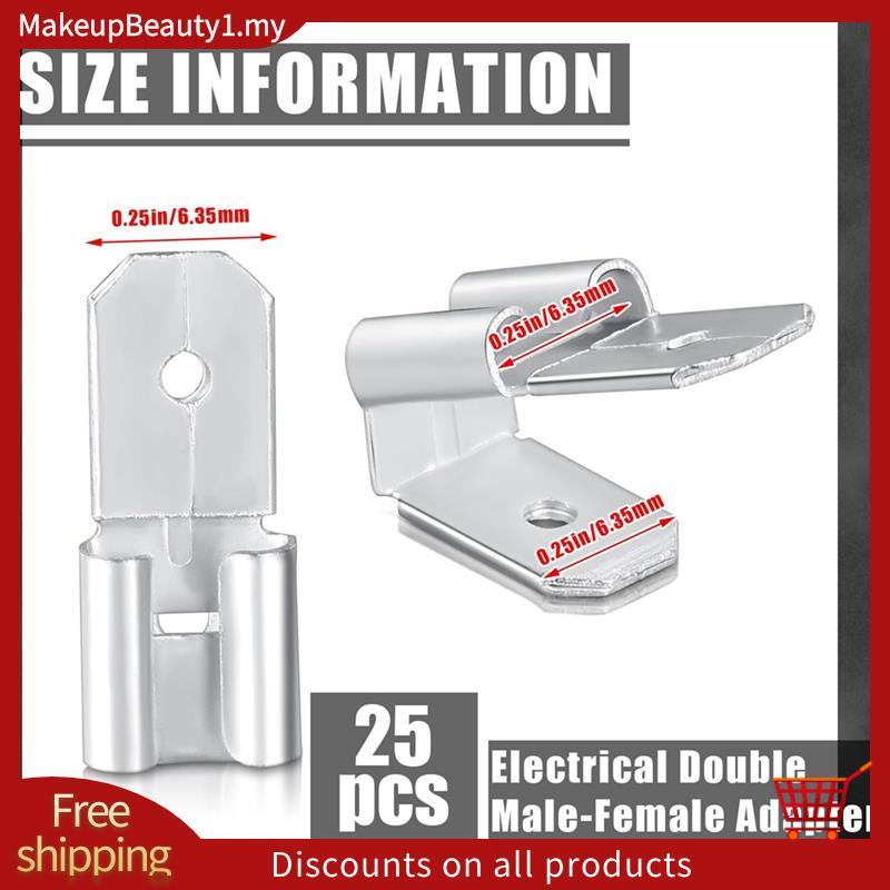 25 ชิ้น Double Piggyback Spade Connectors,หญิงชาย Quick Disconnect Piggyback Spade Crimp Terminals A