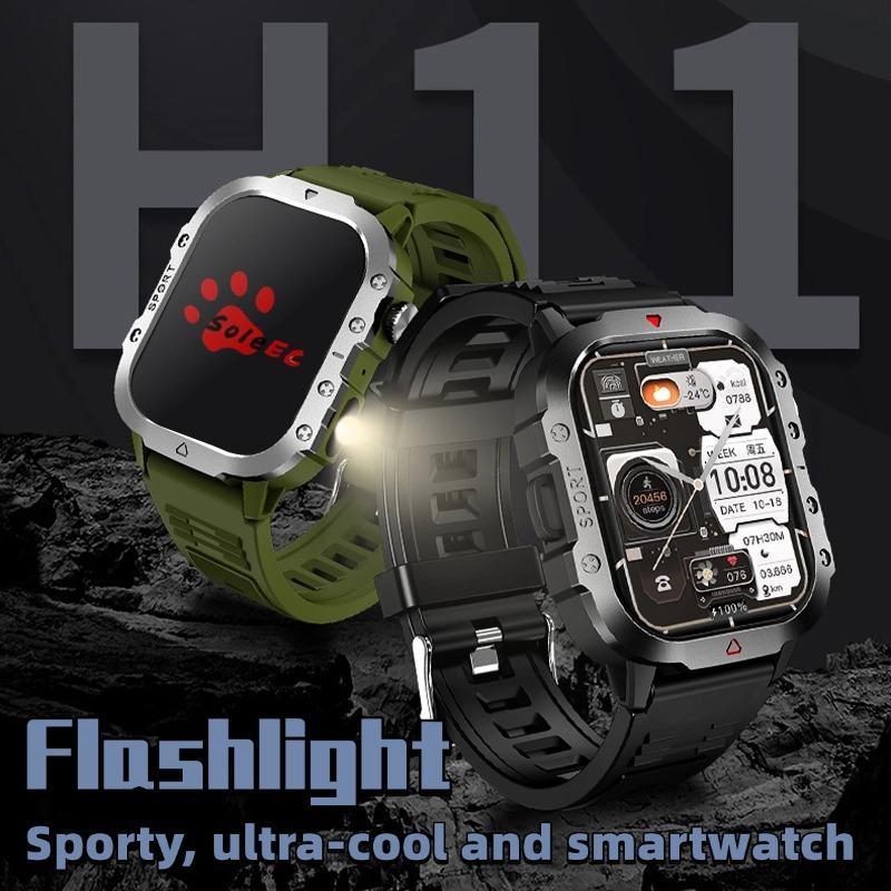 สมาร์ทวอทช์, SOLE EC-H11, รุ่น H11 แบบใหม่, เหมาะสําหรับผู้ชาย, พร้อมไฟฉาย, หน้าจอ 2.01 นิ้ว, เหมาะส