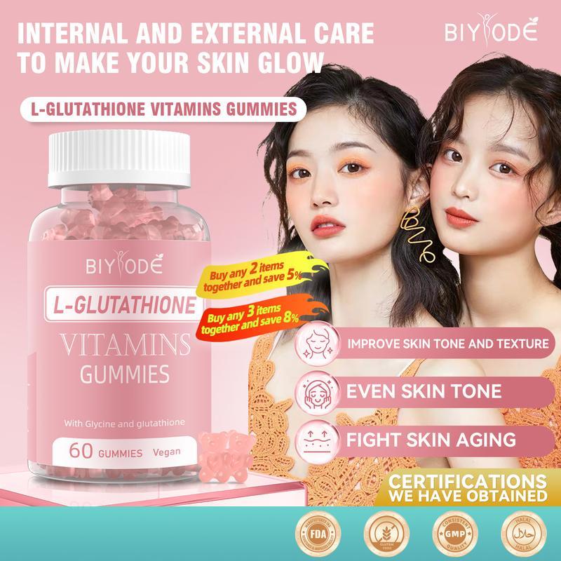 BIYODE L-Glutathione Whitening Gummies Anti-Aging Skin Brightening Biotin วิตามินความงาม Gummies อาห