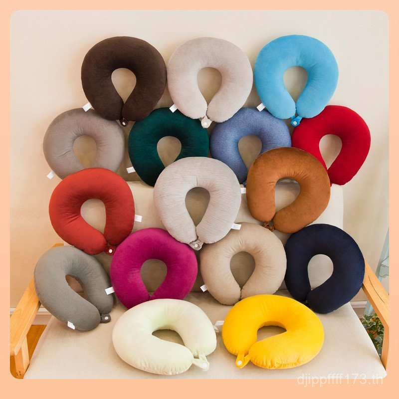 Pp Sleeping ผ้าฝ้ายแบบพกพากดหมอนรูปตัว U หมอนกระดูกสันหลังส่วนคอรูปตัว Mo Nap W18 หมอนรองคอ U รถคอเด