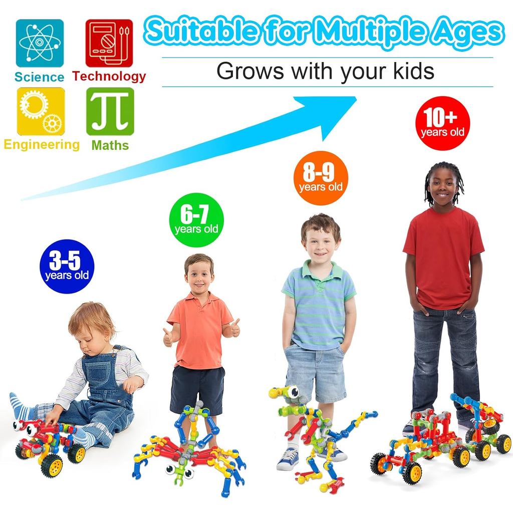 Kids STEM Building Toys for 3 4 5 6 7 8+ Year Old Boy Girl Birthday Gift, 125 Pcs Preschool Classroo