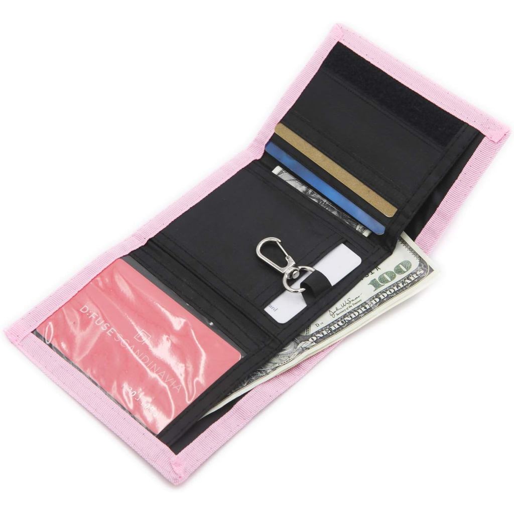 RFID Trifold Canvas Outdoor Sports Wallet for Kids - Front Pocket Wallet with Magic Sticker