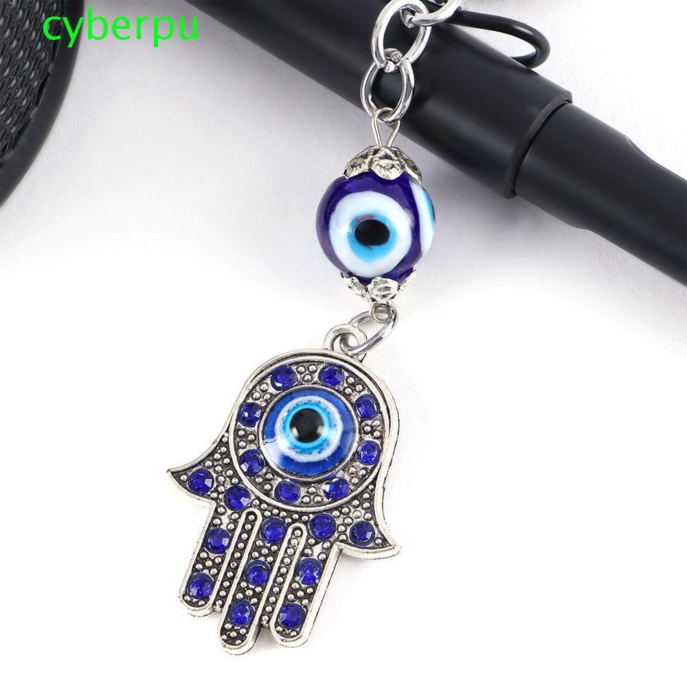 CYBERPULSE Hamsa พวงกุญแจเครื่องประดับสําหรับผู้ชายผู้หญิง Key Holder Good Luck Amulet Blue Evil Eye
