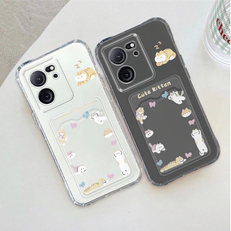 SoftCaseใส่IDการ์ดลูกแมวรูปแบบสําหรับRedmi K50 Ultra K60 Ultra K70E 9 Power 9T 9 9 9 9 Prime 9AT 9i 