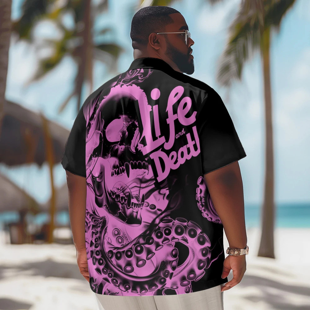 ใหม่เสื้อฮาวายผู้ชายชาวเยอรมันผู้ชายฮาโลวีน SkullOctopusTentaclesพิมพ์เสื้อลําลองแขนสั้นVINTAGE Plusขนาดเสื้อฤดูร้อน - รูปที่ 7