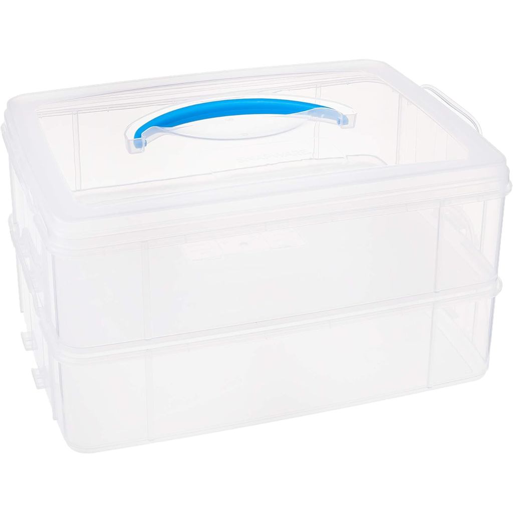 Snapware Snap 'N Stack Portable Storage Bin for Tools and Craft Storage, 14.1 x 10.5-Inch Clear BPA-