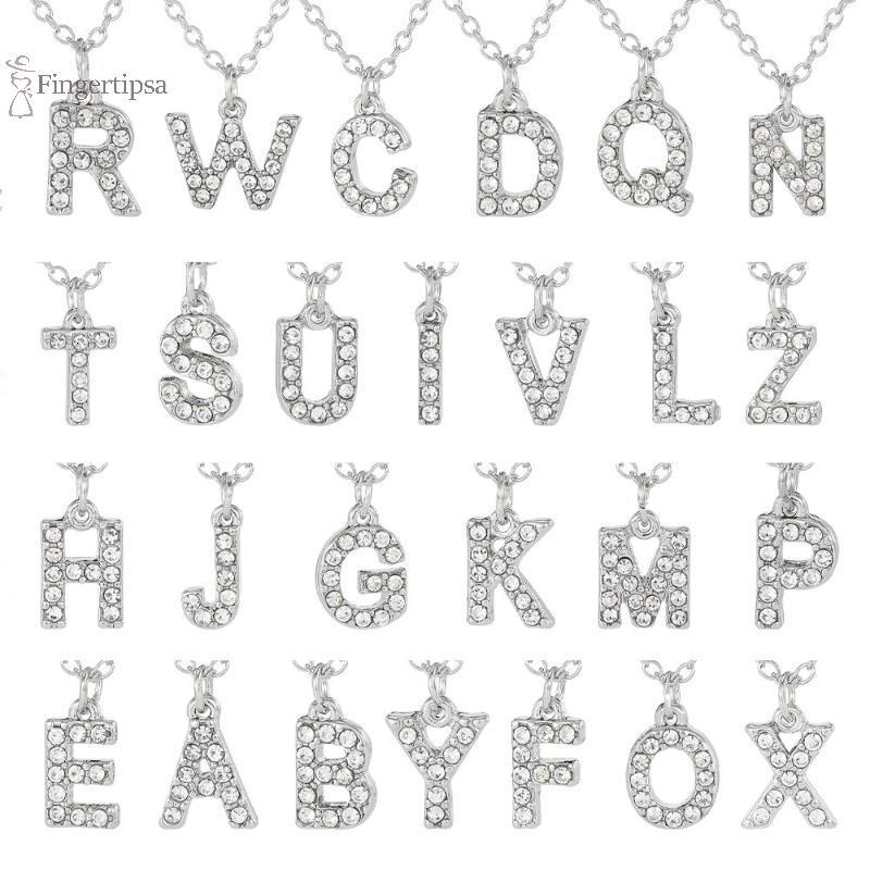 FIG แฟชั่น Shining AZ จี้อักษร charm สร้อยคอลูกปัด 26 อักษรเพื่อชื่อ clavicle chain เครื่องประดับวัน