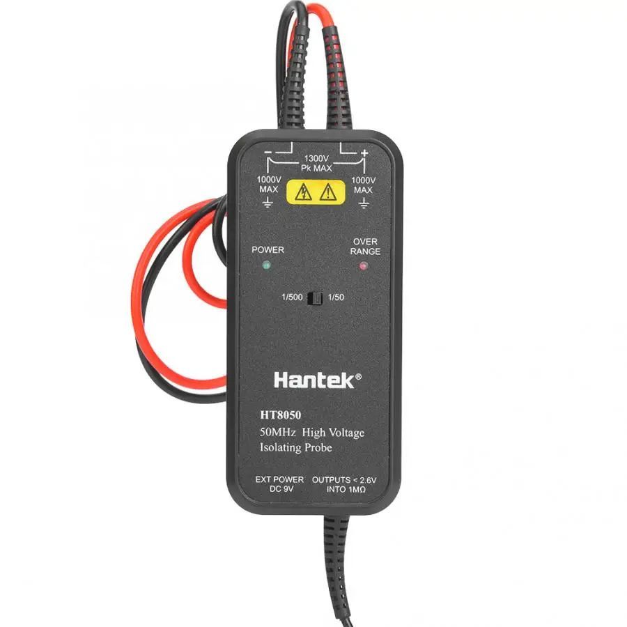 Hantek HT8050 HT8100 ออสซิลโลสโคปแรงดันไฟฟ้าสูง Differential Probe 50MHZ-100MHZ, ไฟ LED 1/50 1/500 T