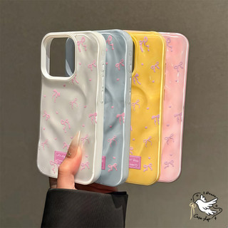 COD-ในไทย💥โบว์ผีเสื้อหิมะ For iPhone 16 15 14 13 12 11 Pro Max X XR 7 8 15 16 Plus เคส แฟชั่น Candy Color Wave เคสนิ่ม