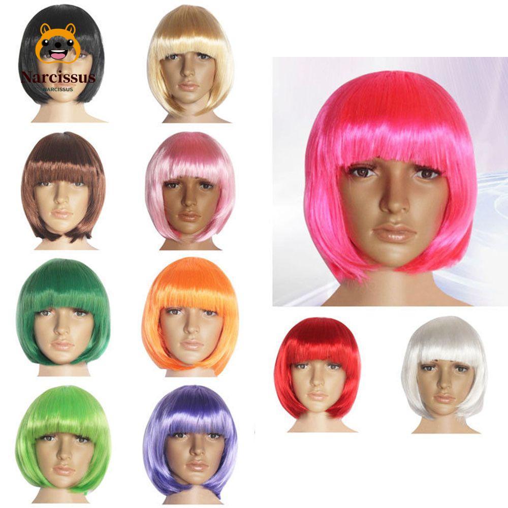 NARCISSUS วิกผมบ๊อบ วิกผมตรง ขายดี ปาร์ตี้ฮาโลวีน เส้นใยสังเคราะห์ 14 สี