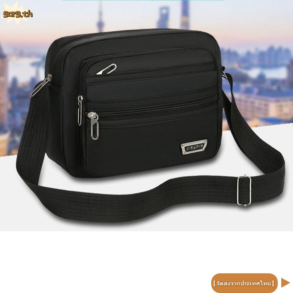 จัดส่งจากประเทศไทยGORG กระเป๋าสะพาย,ไนลอน 4 ซิป/ 6 ซิปผู้ชายกระเป๋าCrossbody,ผ้าสบายๆสี่เหลี่ยมผืนผ้าสีดําสีน้ําตาลสีฟ้าสีเขียวBoy Messengerกระเป๋าเดินทาง