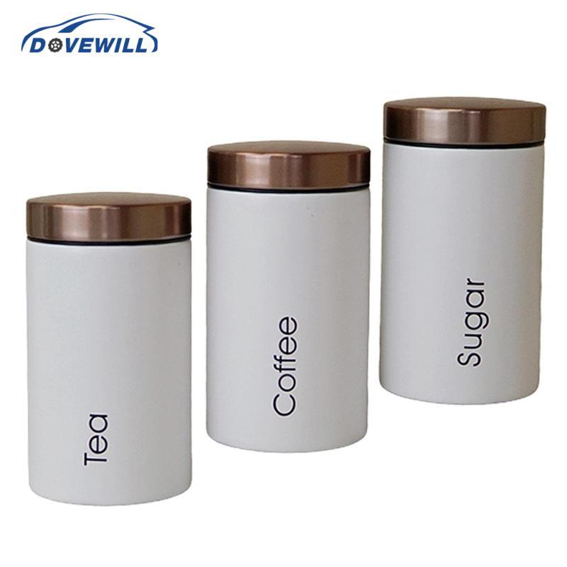 [Dovewill] 3 ชิ้นเหล็กชุบสังกะสีชาน้ําตาลกาแฟกระป๋องเก็บถั่วแห้ง 8.9x15.5 ซม. - รูปที่ 2