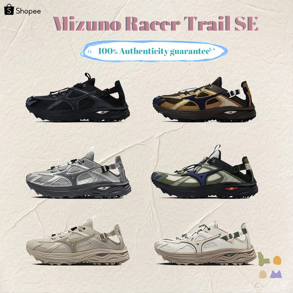 พรีออเดอร์（100% รับประกันของแท้&จากเกาหลี）Mizuno Racer Trail SE Black/Gray Sandals สวมใส่สบาย สวมใส่เดินเล่นในฤดูร้อน