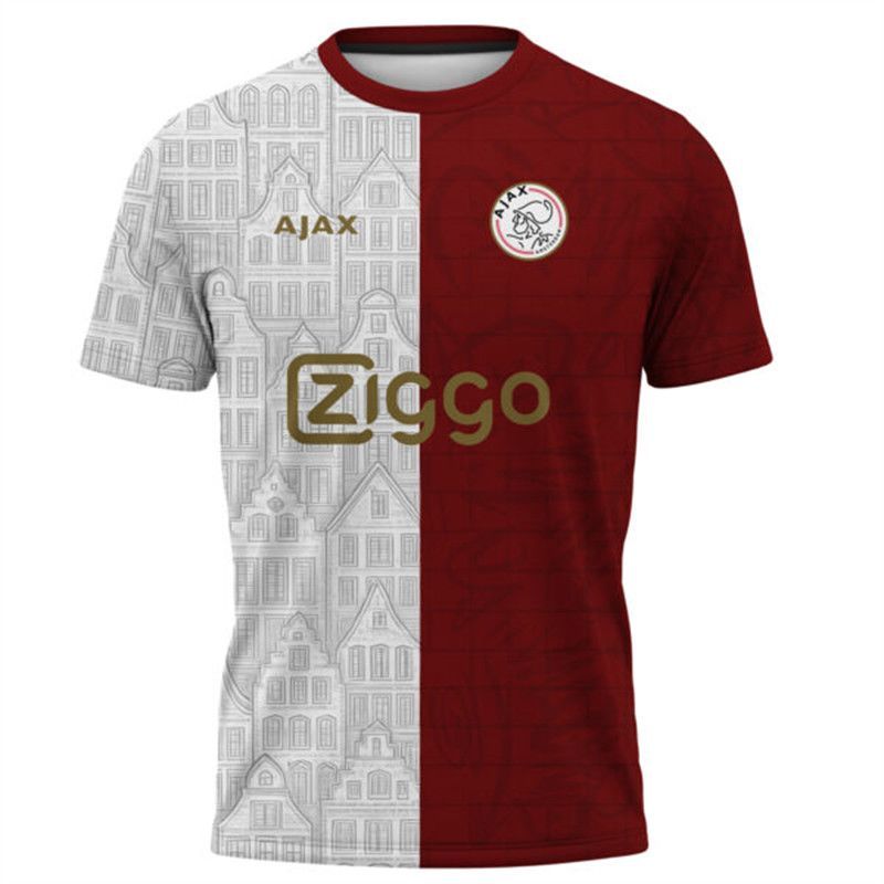 เสื้อยืดเทรนนิ่งวอร์มอัพลาย AFC Ajax เสื้อกีฬาฟุตบอลรุ่นพิเศษ ออกแบบเฉพาะสำหรับ AFC Ajax