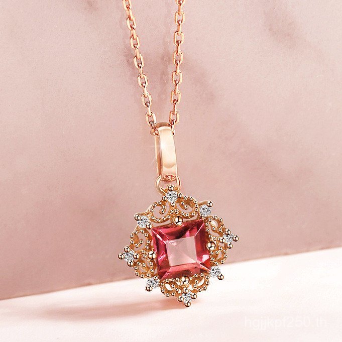 Classy จําลองหญิง 18K Clavicle Chain Palace Rose Gold Hollow ยุโรปอเมริกัน Rubellite สไตล์ใหม่ Pigeo