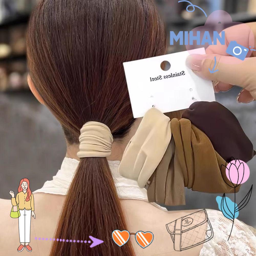 MIHAN 4 ชิ้นในเซ็ต Scrunchies สายรัดผมยืดสูง สไตล์แฟชั่นสำหรับผู้หญิง