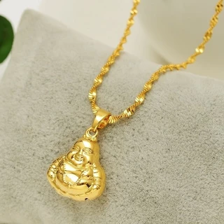 สร้อยคอทองพร้อมจี้สร้อยคอระย้าชุบ ยาว 18 นิ้ว24K GOLD NECKLACE พ้นทราย เกลี้ยง มงคล เคลือบทอง ขัดเงา ชิคๆ ไมครอน อสไตล์เ