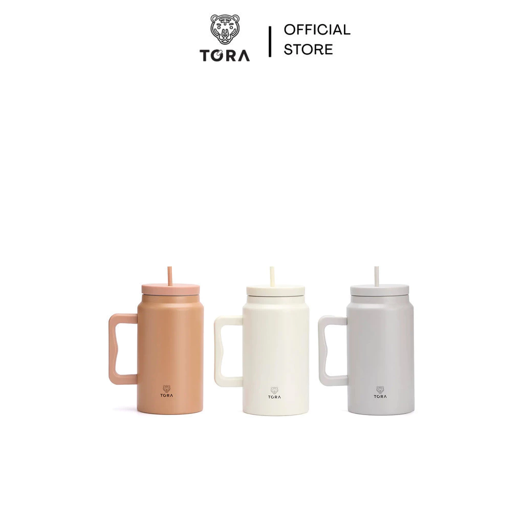 Tora แก้วน้ำสุญญากาศ สแตนเลส เก็บความร้อนเย็น พร้อมหลอดดูด รุ่น AW25 ความจุ 1400 มล.