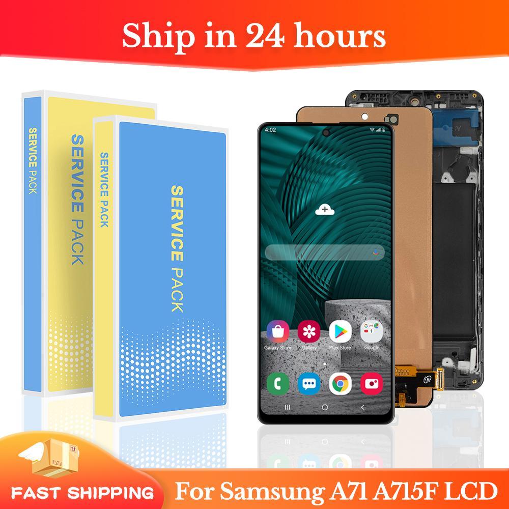 TFT สําหรับ SAMSUNG A71 4G LCD A715 A715F SM-A715F จอแสดงผลหน้าจอสัมผัสพร้อมกรอบ Digitizer Assembly 