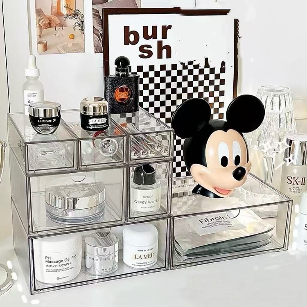 SMILO ลิ้นชักเล็ก กล่องใส่ของ ที่จัดโต๊ะ หลายขนาดประกอบ สีใส วางซ้อนกันได้ ประหยัดพื้นที่ - รูปที่ 4