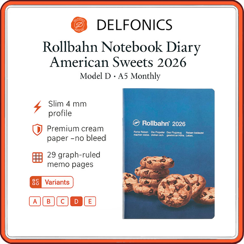 DELFONICS Rollbahn 2026 A5 Monthly Planner Notebook Diary – American Sweets Collection (Oct 2025 Sta