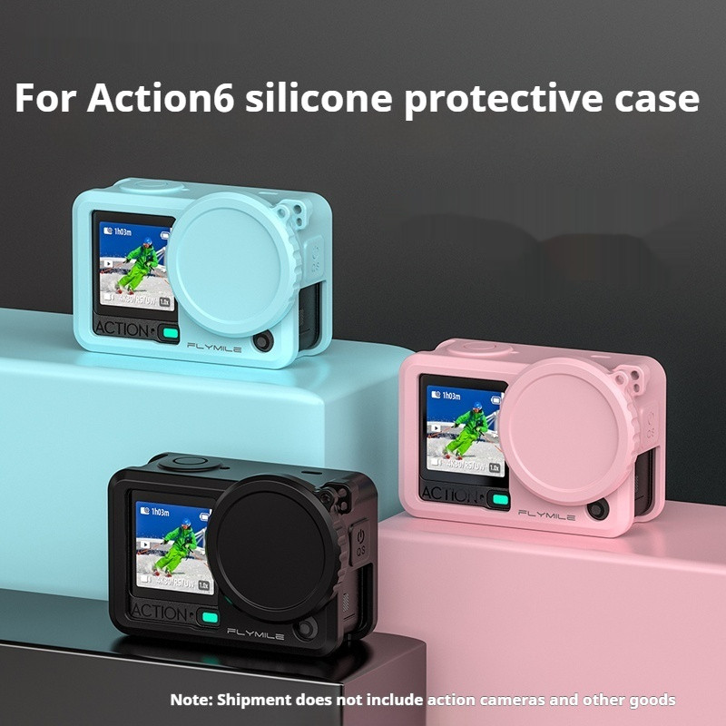 สําหรับเคสป้องกันซิลิโคน DJI Action 6, อุปกรณ์เสริมฝาครอบป้องกันการตกเลนส์กล้องกีฬา Action 6