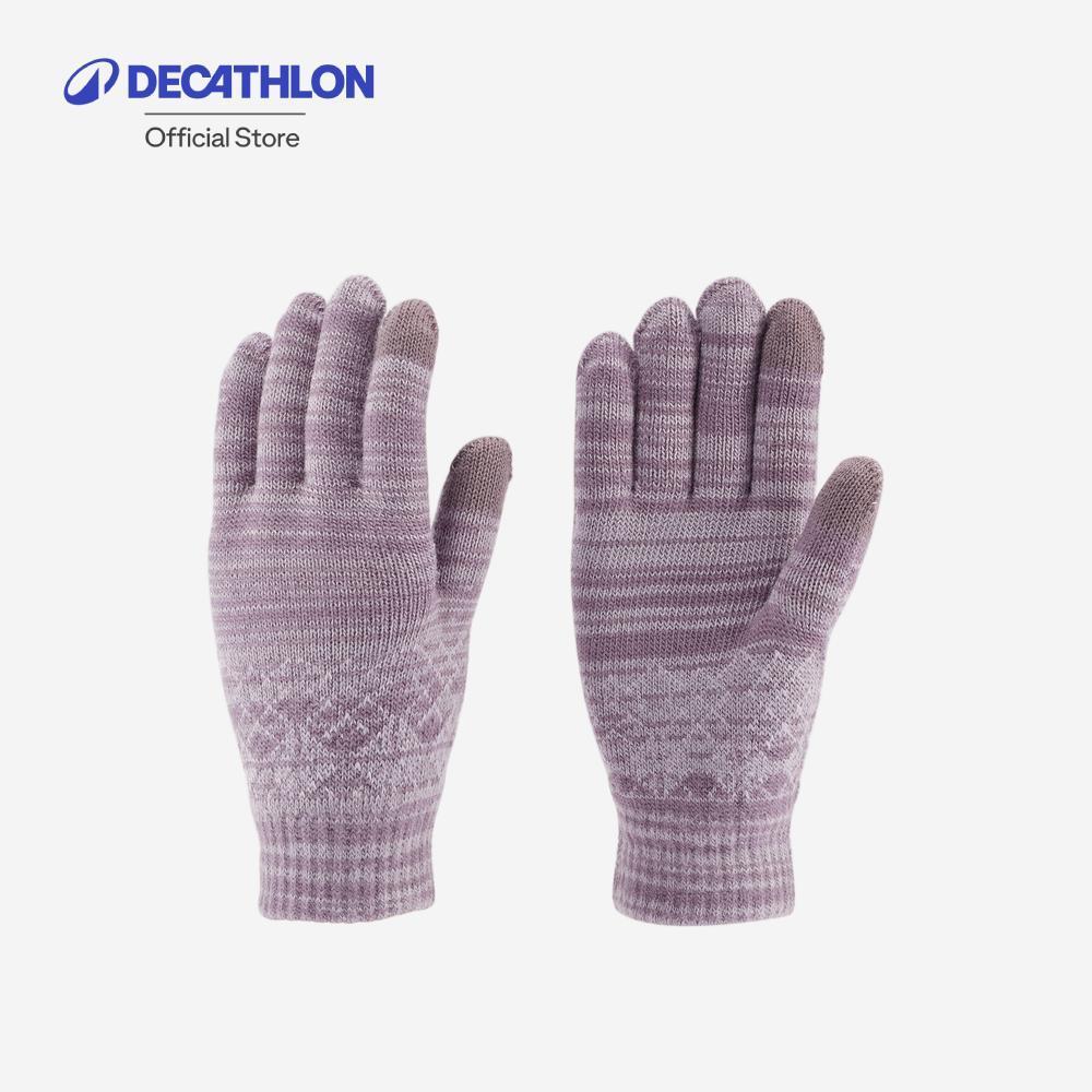 Decathlon Kids’ Tactile Mesh Gloves ถุงมือผ้าตาข่ายรองรับจอสัมผัสสำหรับเด็กอายุ 4-14 ปี รุ่น Hike100 - Purple